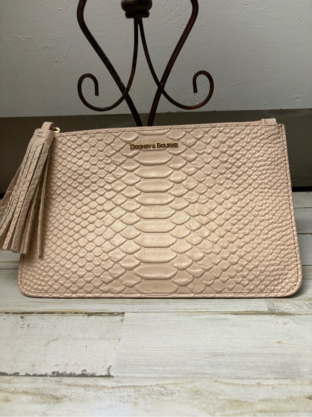Dooney & Bourke Caldwell Kenzie Python Embossed Leather clutch